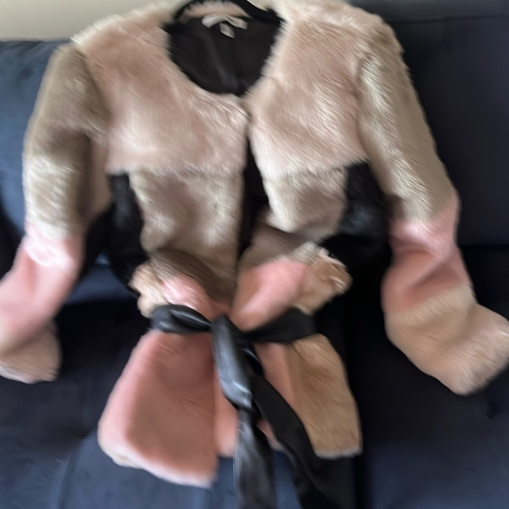 Mutiple colors faux fur jacket